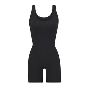Skims Cotton Rib Onsie Romper in Black